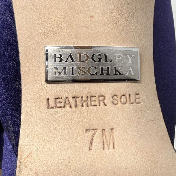 Badgley Mischka Randall D'orsay Heels Womens 7 Purple Satin Peep Toe Wedding - Picture 16 of 16